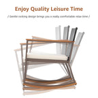 Ensemble de 3 chaises à bascule d'extérieur en osier avec coussins