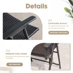 Ensemble de jardin en osier 3 pièces avec chaises de salle à manger et table de jardin pliante