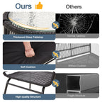 Ensemble de bistrot de jardin 3 pièces, mobilier d'extérieur en rotin avec table en verre, 2 fauteuils larges et coussins d'assise.