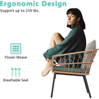 Ensemble de 3 meubles de jardin pour bistrot d'extérieur avec table basse en verre trempé et chaises en osier pour jardin, balcon et arrière-cour