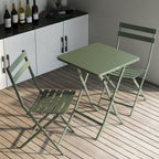 Ensemble bistro minimaliste de patio 3 pièces avec table carrée pliable et chaises - 3 pièces