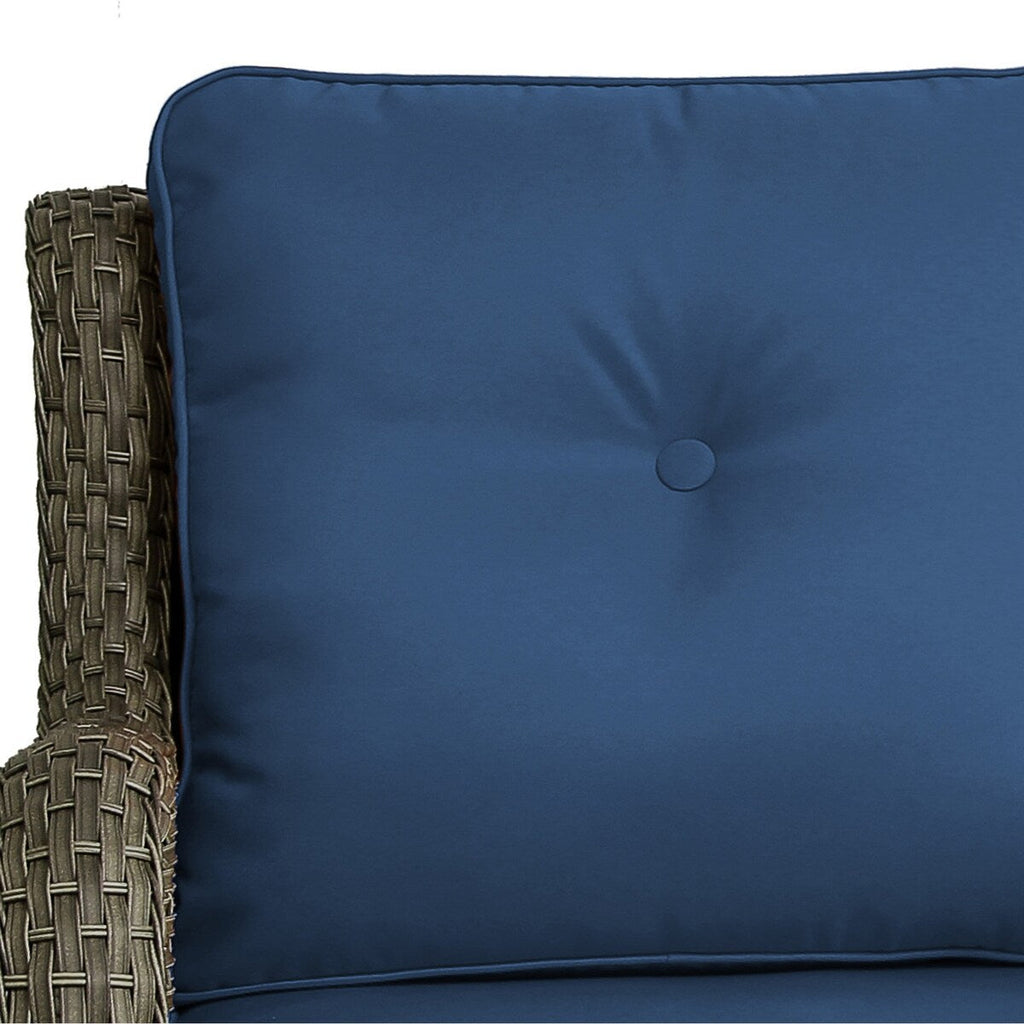 Ensemble de 3 chaises à bascule pivotantes et rembourrées en rotin pour patio avec table d'appoint