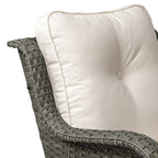 Ensemble de 3 chaises à bascule pivotantes et rembourrées en rotin pour patio avec table d'appoint