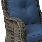 Ensemble de 3 chaises à bascule pivotantes et rembourrées en rotin pour patio avec table d'appoint