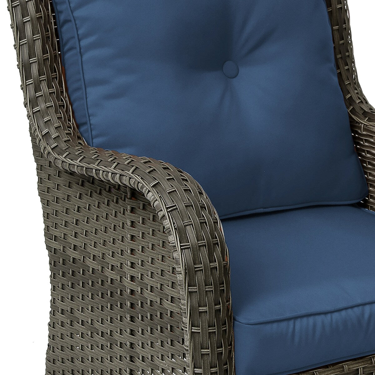 Ensemble de 3 chaises à bascule pivotantes et rembourrées en rotin pour patio avec table d'appoint