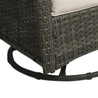 Ensemble de 3 chaises à bascule pivotantes et rembourrées en rotin pour patio avec table d'appoint