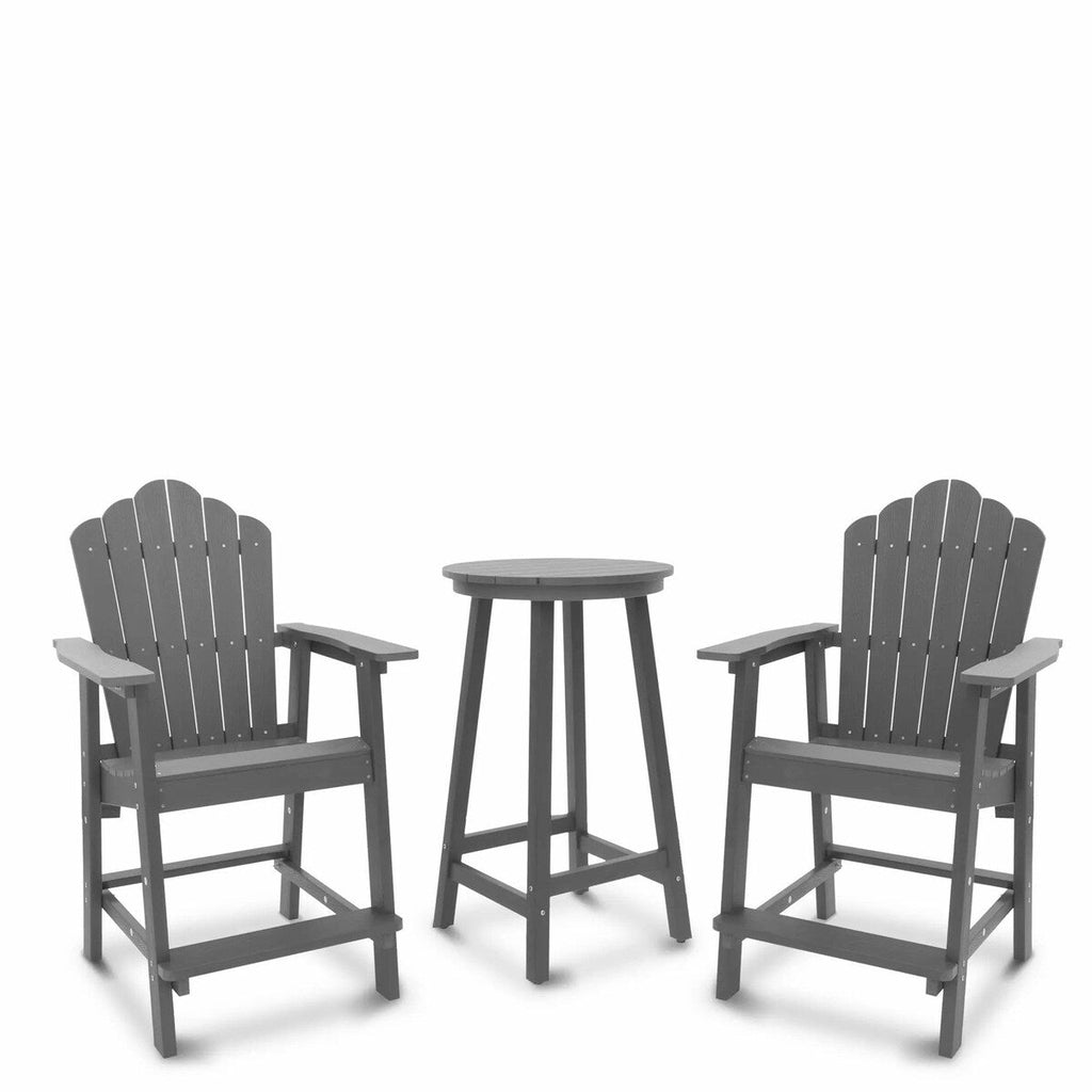 Ensemble de 3 chaises et table Adirondack en plastique pour patio extérieur