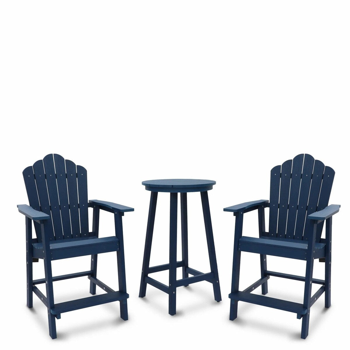 Ensemble de 3 chaises et table Adirondack en plastique pour patio extérieur