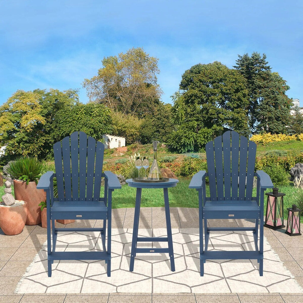 Ensemble de 3 chaises et table Adirondack en plastique pour patio extérieur