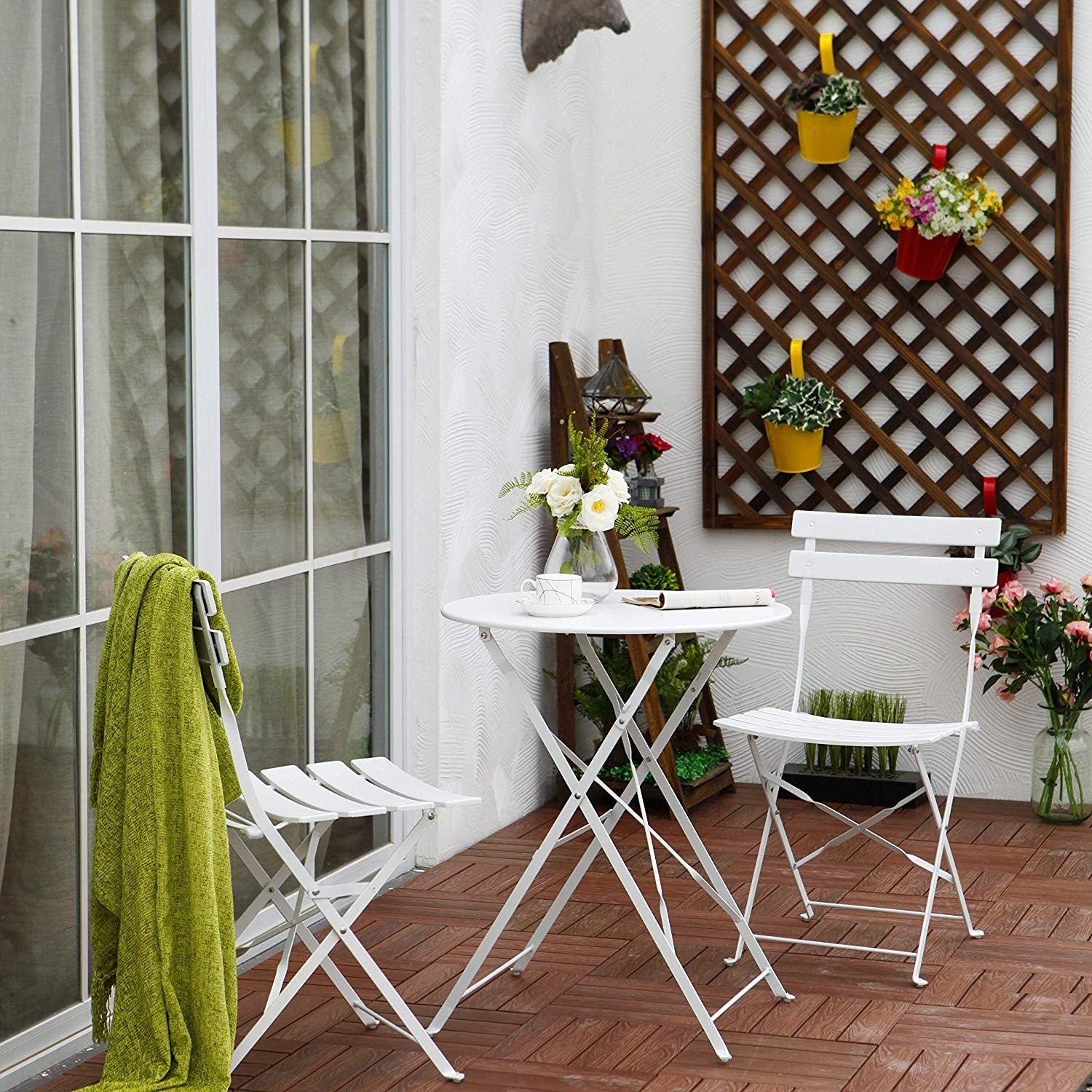 Ensemble bistrot d'extérieur 3 pièces en acier de qualité supérieure Clihome