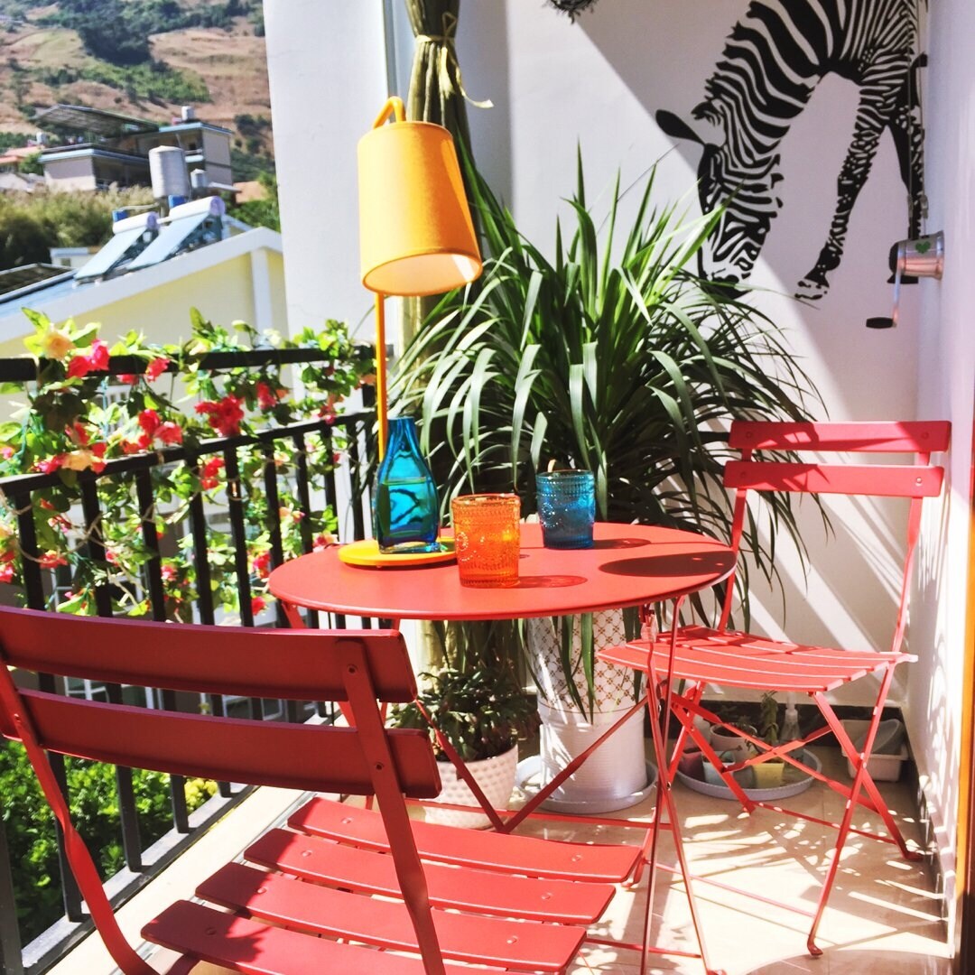 Ensemble bistrot d'extérieur 3 pièces en acier de qualité supérieure Clihome