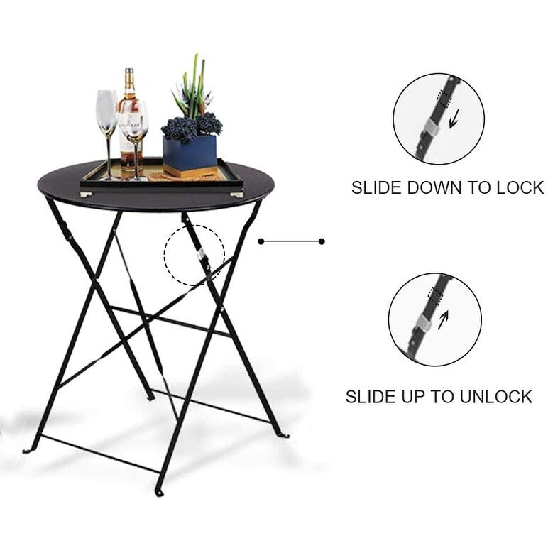 Ensemble bistrot d'extérieur 3 pièces en acier de qualité supérieure Clihome