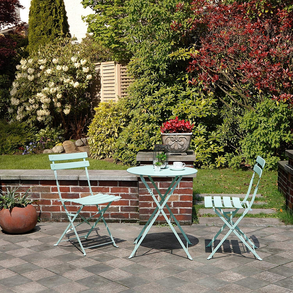 Ensemble bistrot d'extérieur 3 pièces en acier de qualité supérieure Clihome