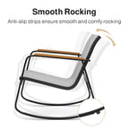 Ensemble bistrot à bascule 3 pièces, ensemble de meubles de patio en tissu textilène, chaises à bascule pour porche