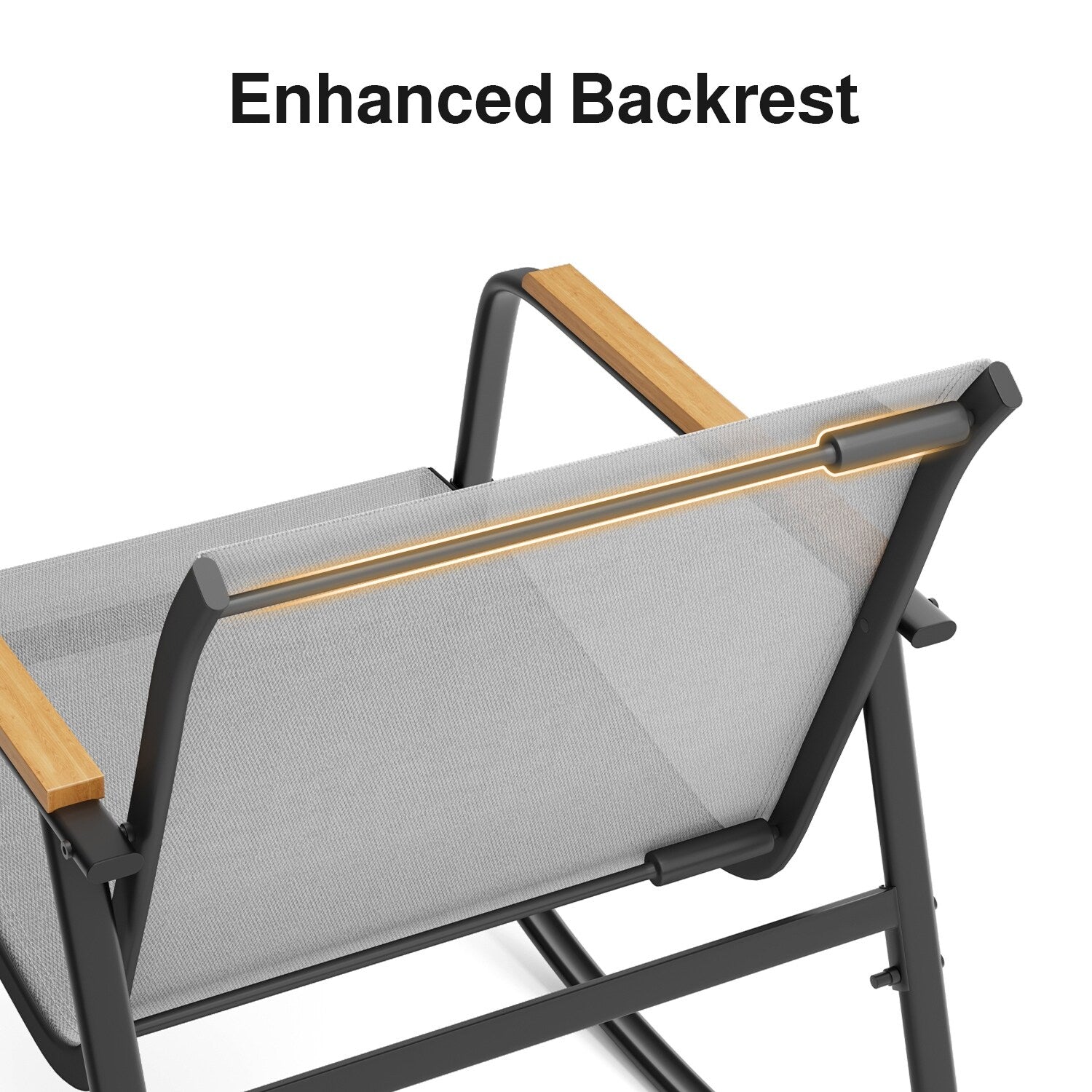 Ensemble bistrot à bascule 3 pièces, ensemble de meubles de patio en tissu textilène, chaises à bascule pour porche