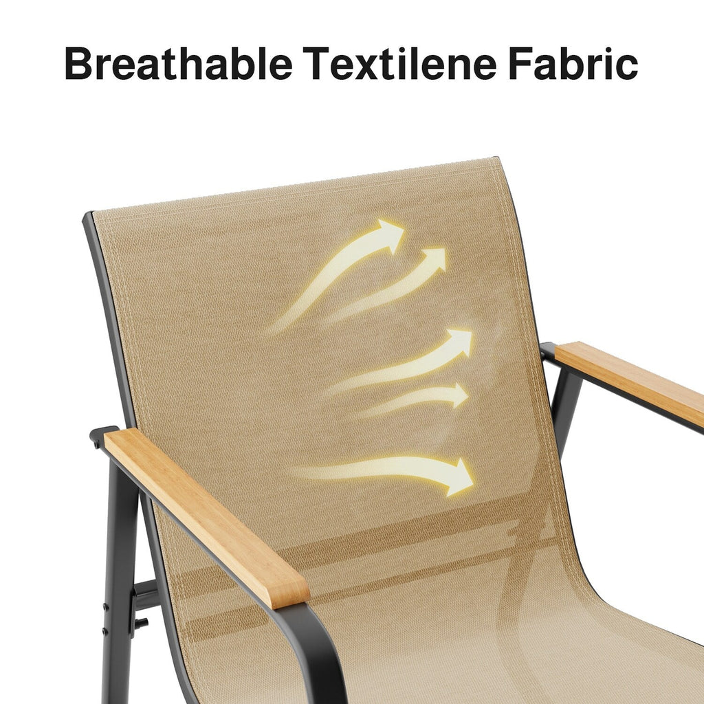 Ensemble bistrot à bascule 3 pièces, ensemble de meubles de patio en tissu textilène, chaises à bascule pour porche