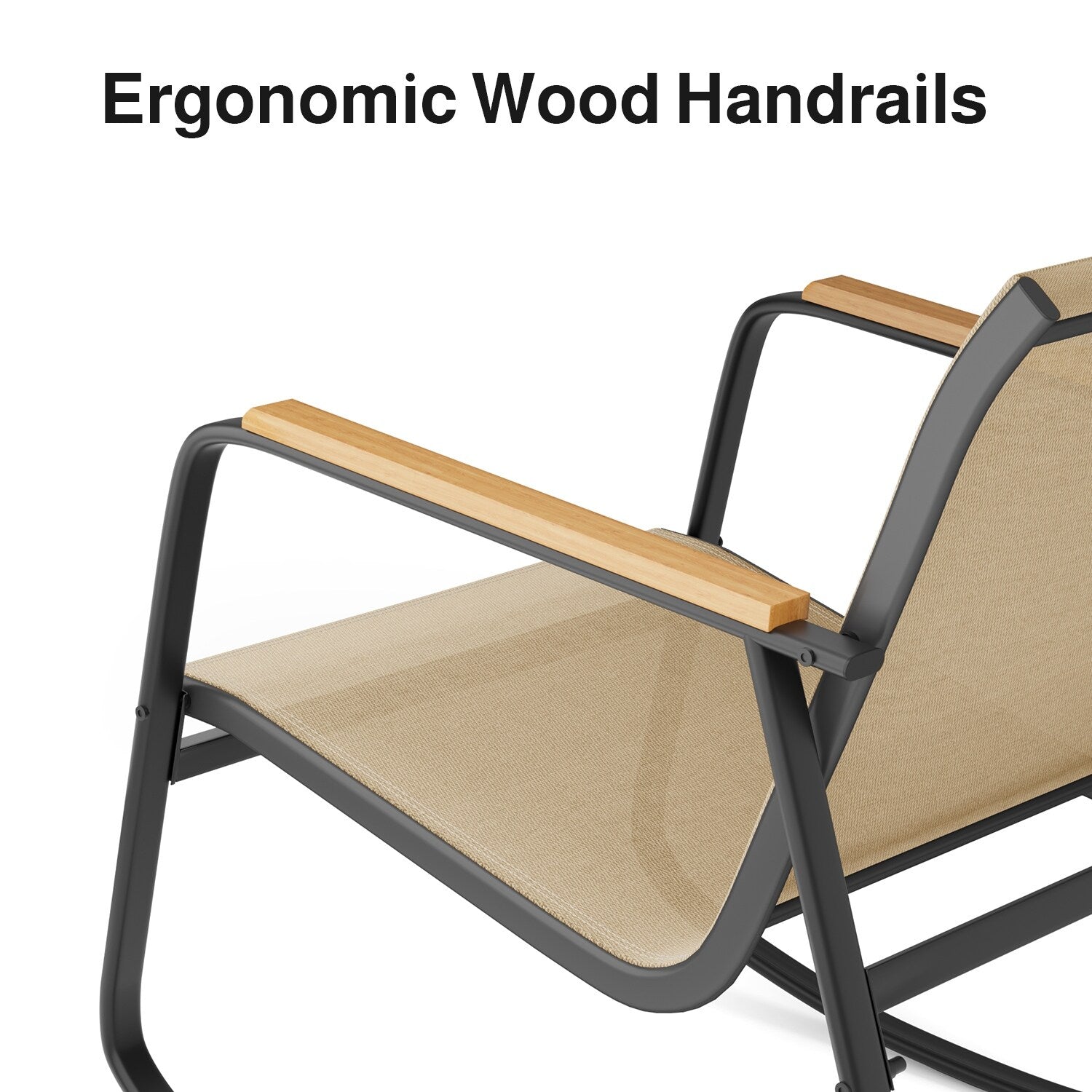 Ensemble bistrot à bascule 3 pièces, ensemble de meubles de patio en tissu textilène, chaises à bascule pour porche