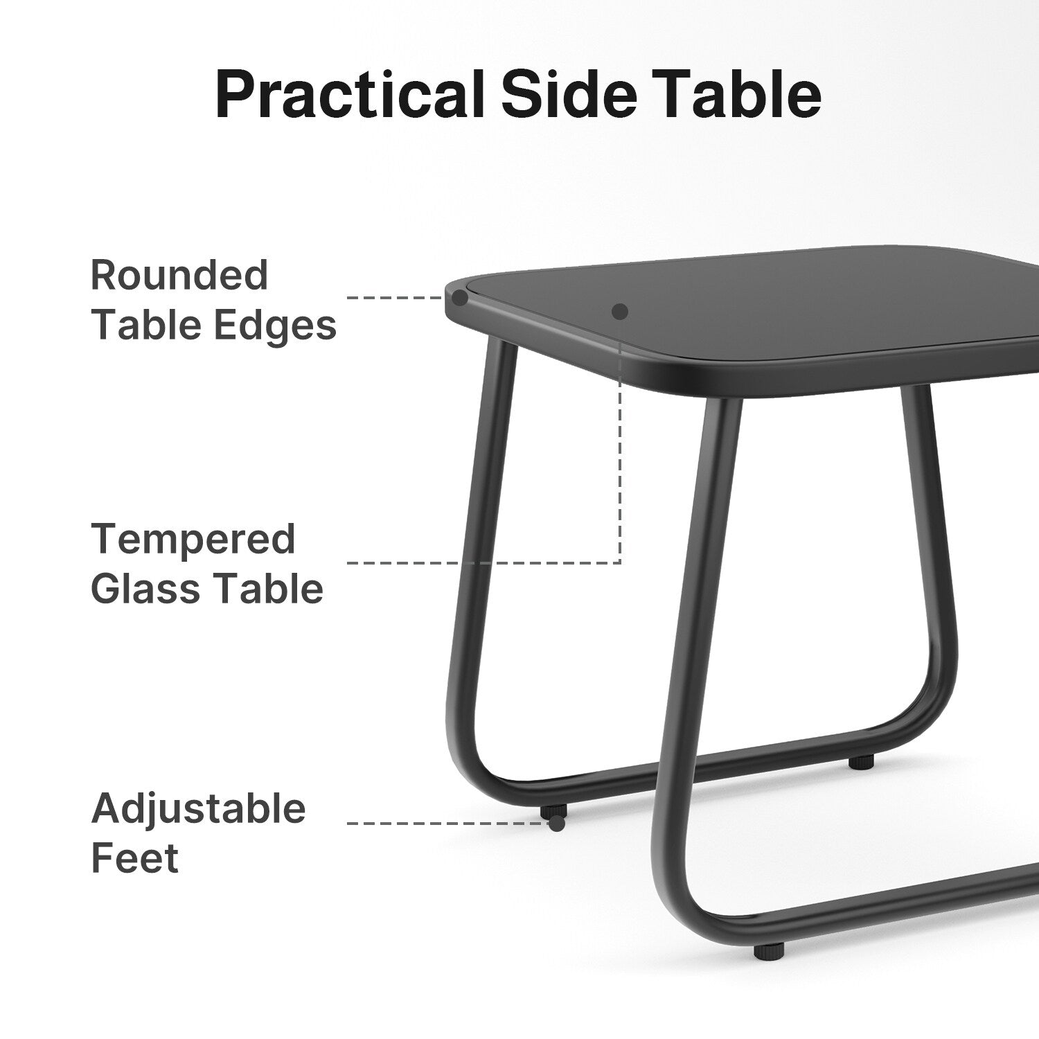 Ensemble bistrot à bascule 3 pièces, ensemble de meubles de patio en tissu textilène, chaises à bascule pour porche