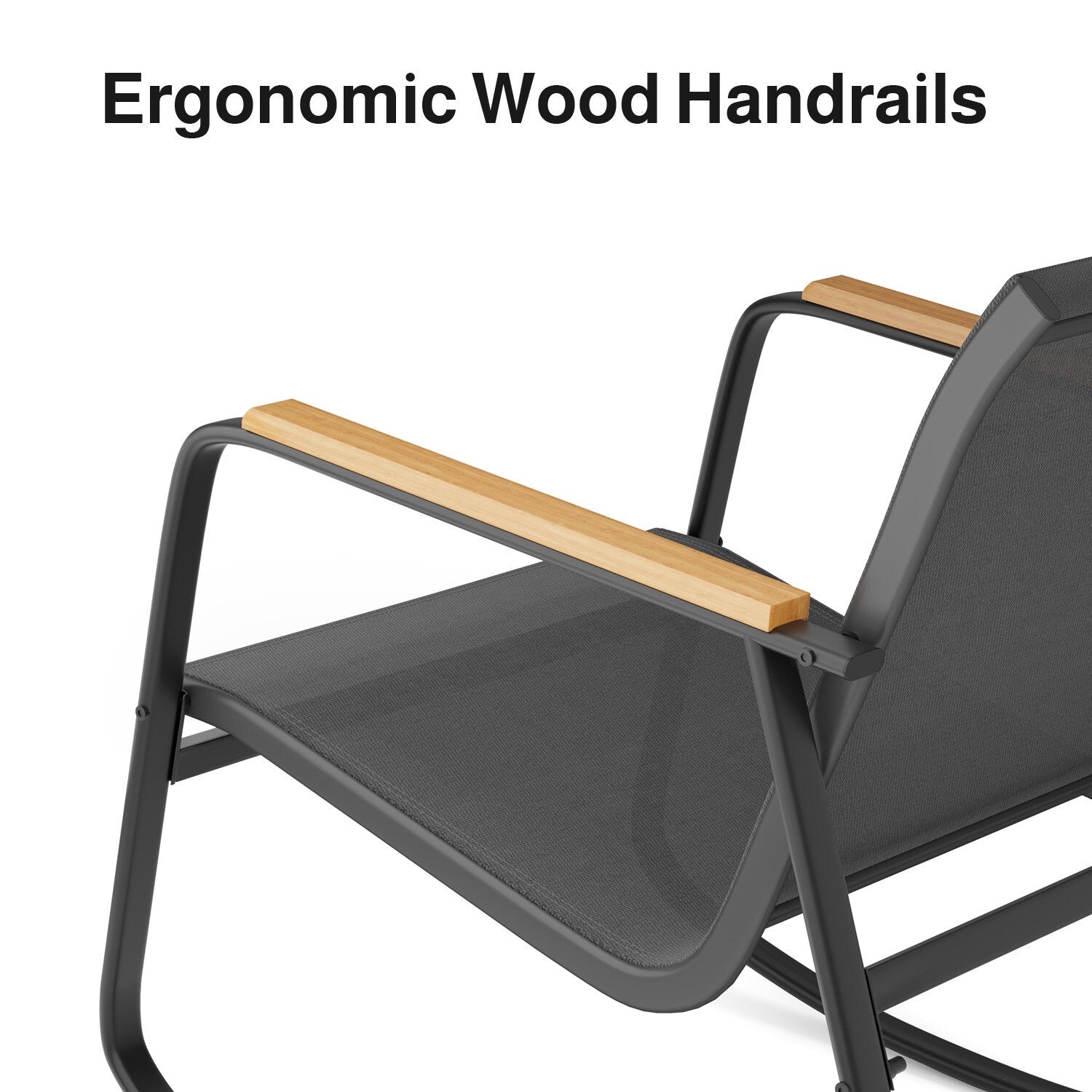 Ensemble bistrot à bascule 3 pièces, ensemble de meubles de patio en tissu textilène, chaises à bascule pour porche