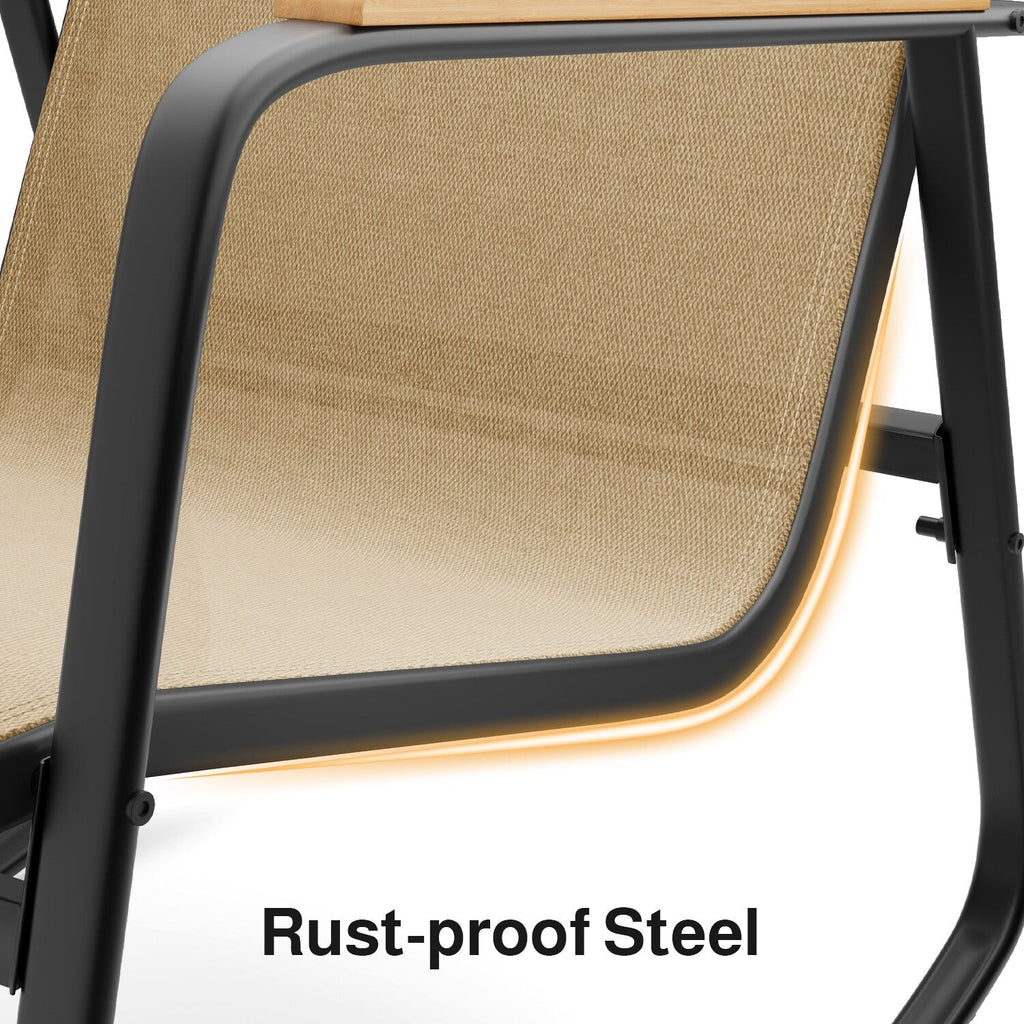 Ensemble bistrot à bascule 3 pièces, ensemble de meubles de patio en tissu textilène, chaises à bascule pour porche