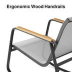 Ensemble bistrot à bascule 3 pièces, ensemble de meubles de patio en tissu textilène, chaises à bascule pour porche