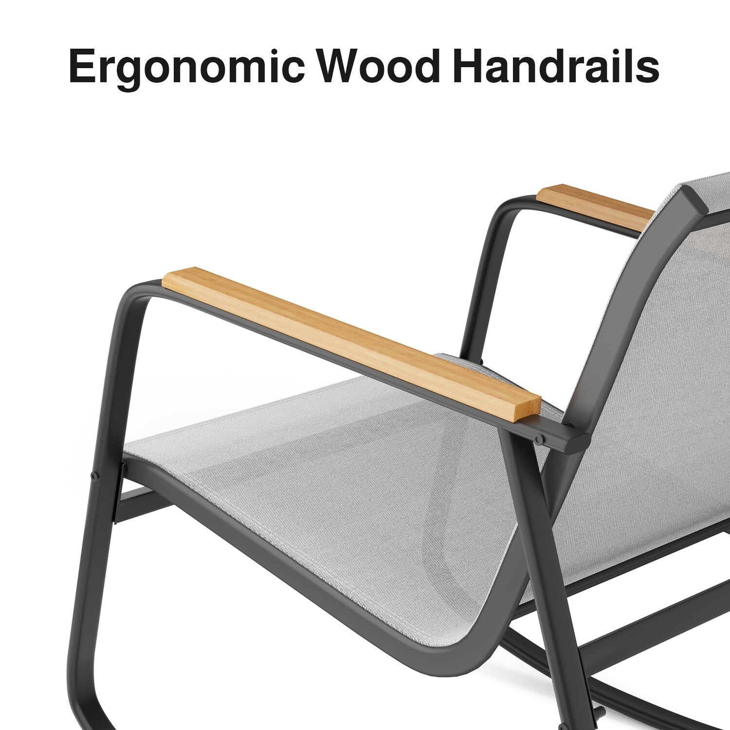 Ensemble bistrot à bascule 3 pièces, ensemble de meubles de patio en tissu textilène, chaises à bascule pour porche