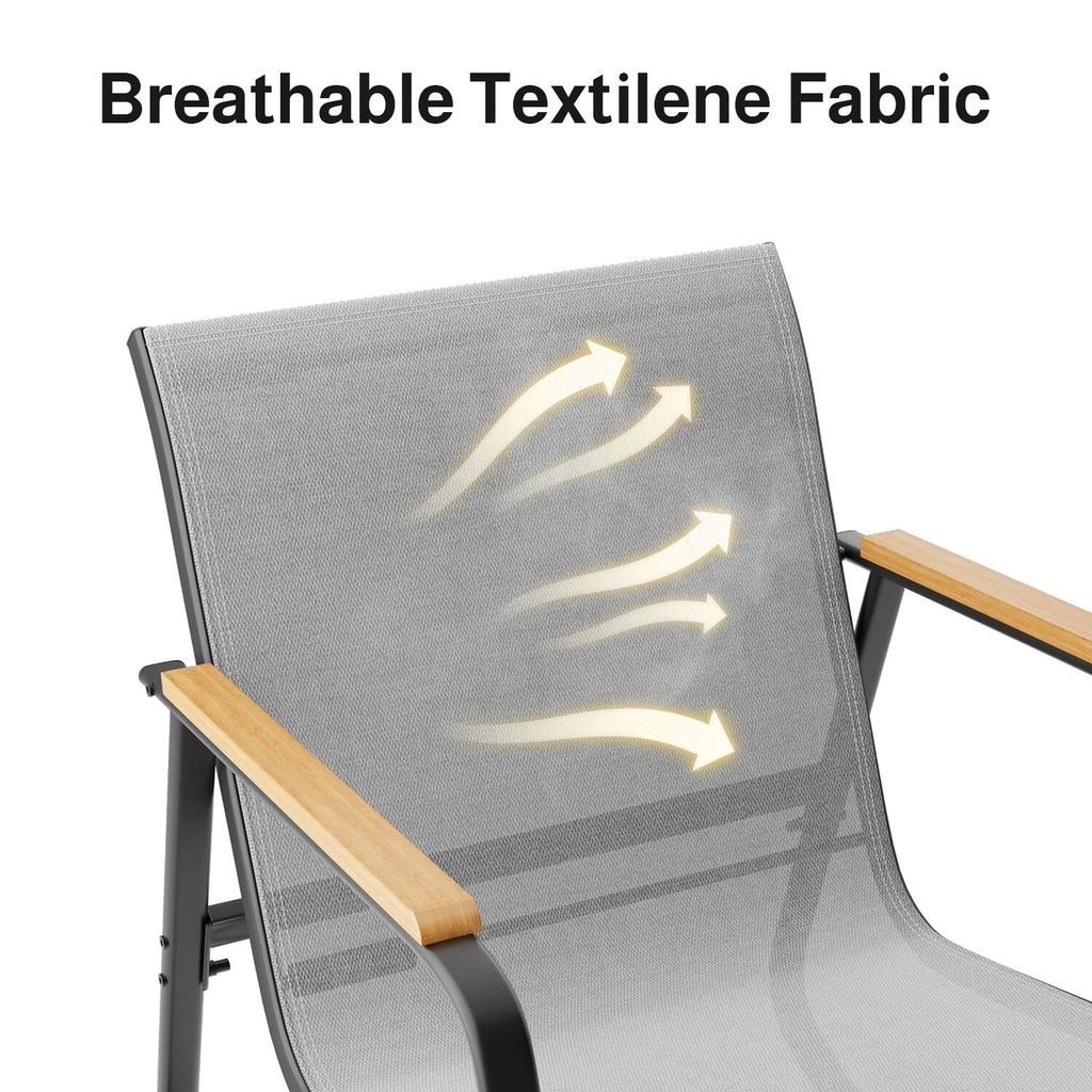 Ensemble bistrot à bascule 3 pièces, ensemble de meubles de patio en tissu textilène, chaises à bascule pour porche