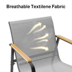 Ensemble bistrot à bascule 3 pièces, ensemble de meubles de patio en tissu textilène, chaises à bascule pour porche