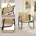 Ensemble bistrot à bascule 3 pièces, ensemble de meubles de patio en tissu textilène, chaises à bascule pour porche