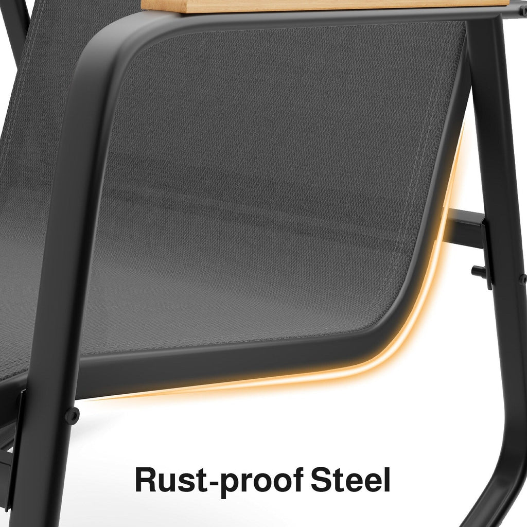 Ensemble bistrot à bascule 3 pièces, ensemble de meubles de patio en tissu textilène, chaises à bascule pour porche