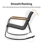 Ensemble bistrot à bascule 3 pièces, ensemble de meubles de patio en tissu textilène, chaises à bascule pour porche