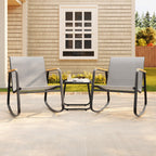 Ensemble bistrot à bascule 3 pièces, ensemble de meubles de patio en tissu textilène, chaises à bascule pour porche