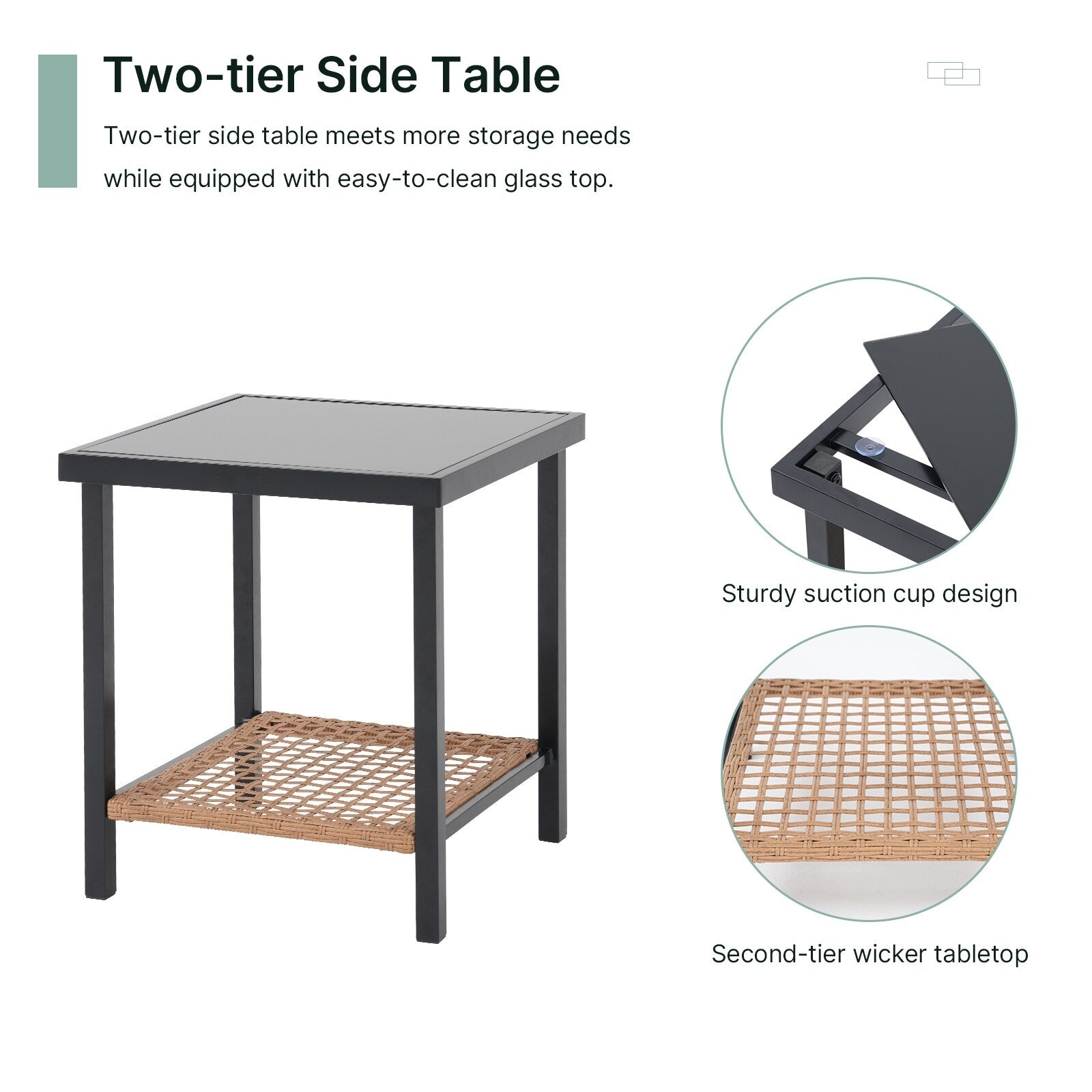 Ensemble de 3 chaises à bascule pour patio, bistro, chaises de balcon, ensembles de conversation avec table basse et coussins