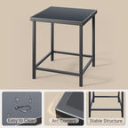 Ensemble bistrot à bascule 3 pièces en osier, avec chaises à bascule et table en verre