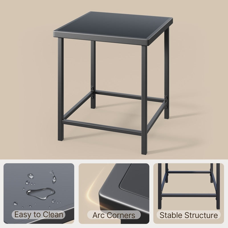 Ensemble bistrot à bascule 3 pièces en osier, avec chaises à bascule et table en verre