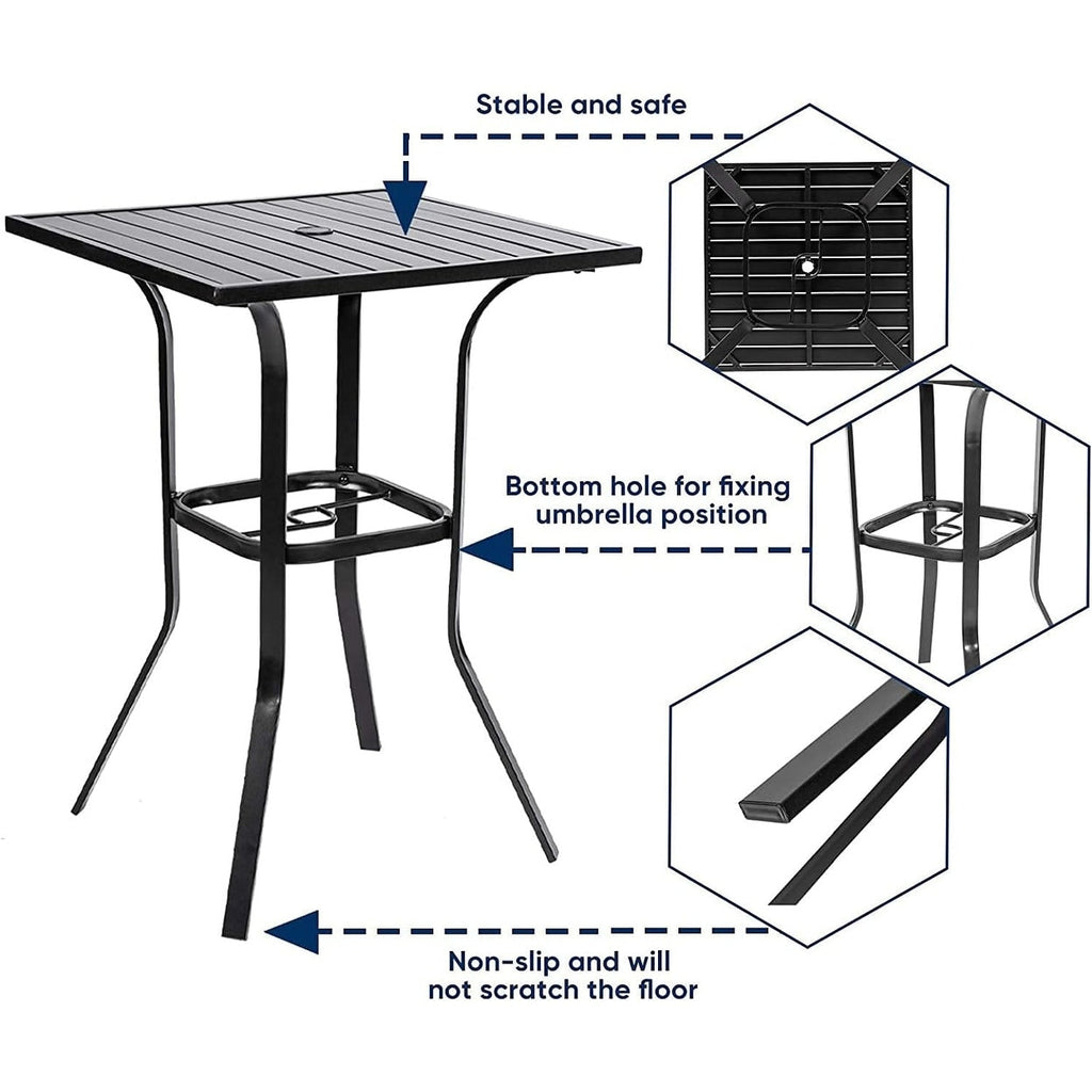 Ensemble bistrot pivotant en métal pour terrasse extérieure, 3 pièces - 3 pièces
