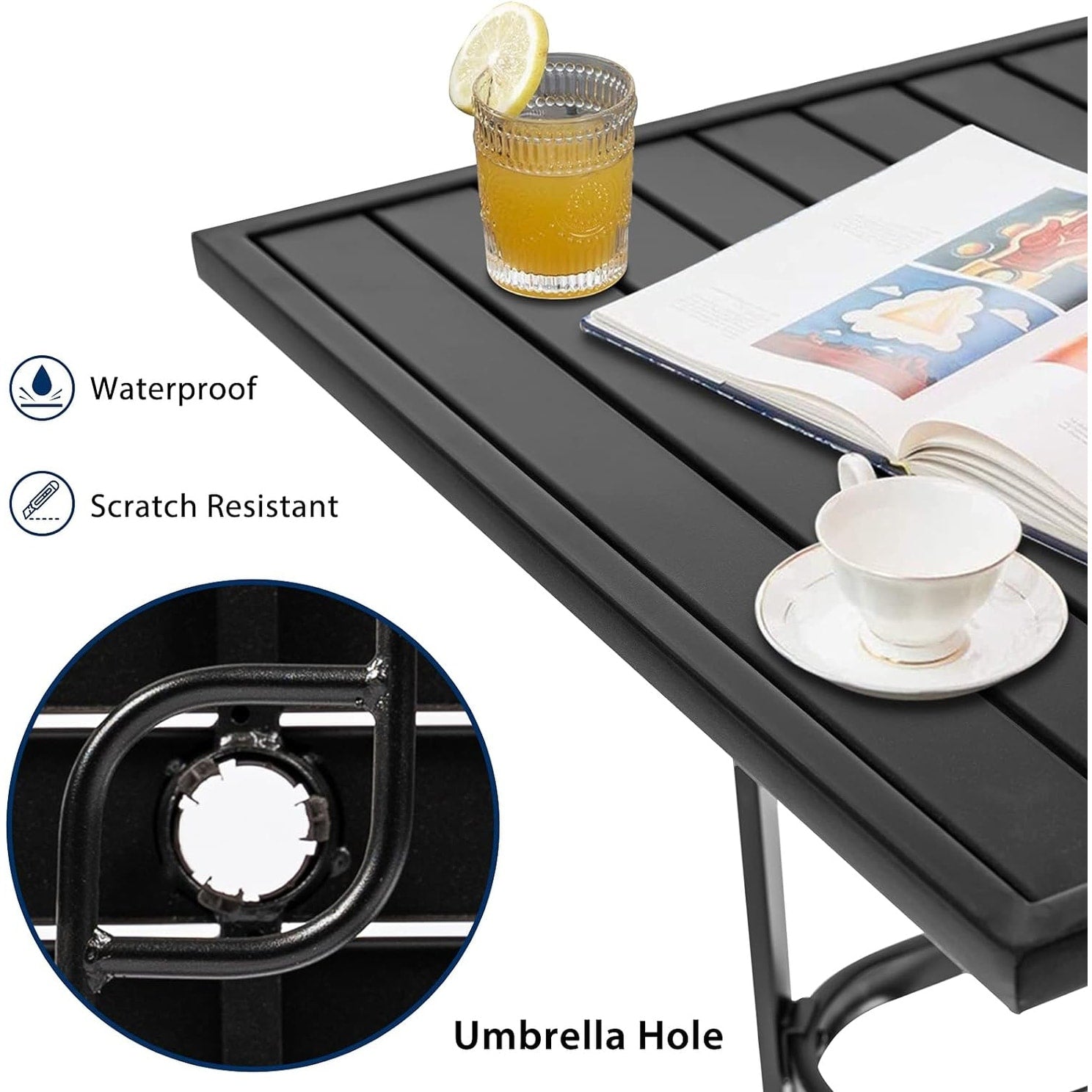 Ensemble bistrot pivotant en métal pour terrasse extérieure, 3 pièces - 3 pièces