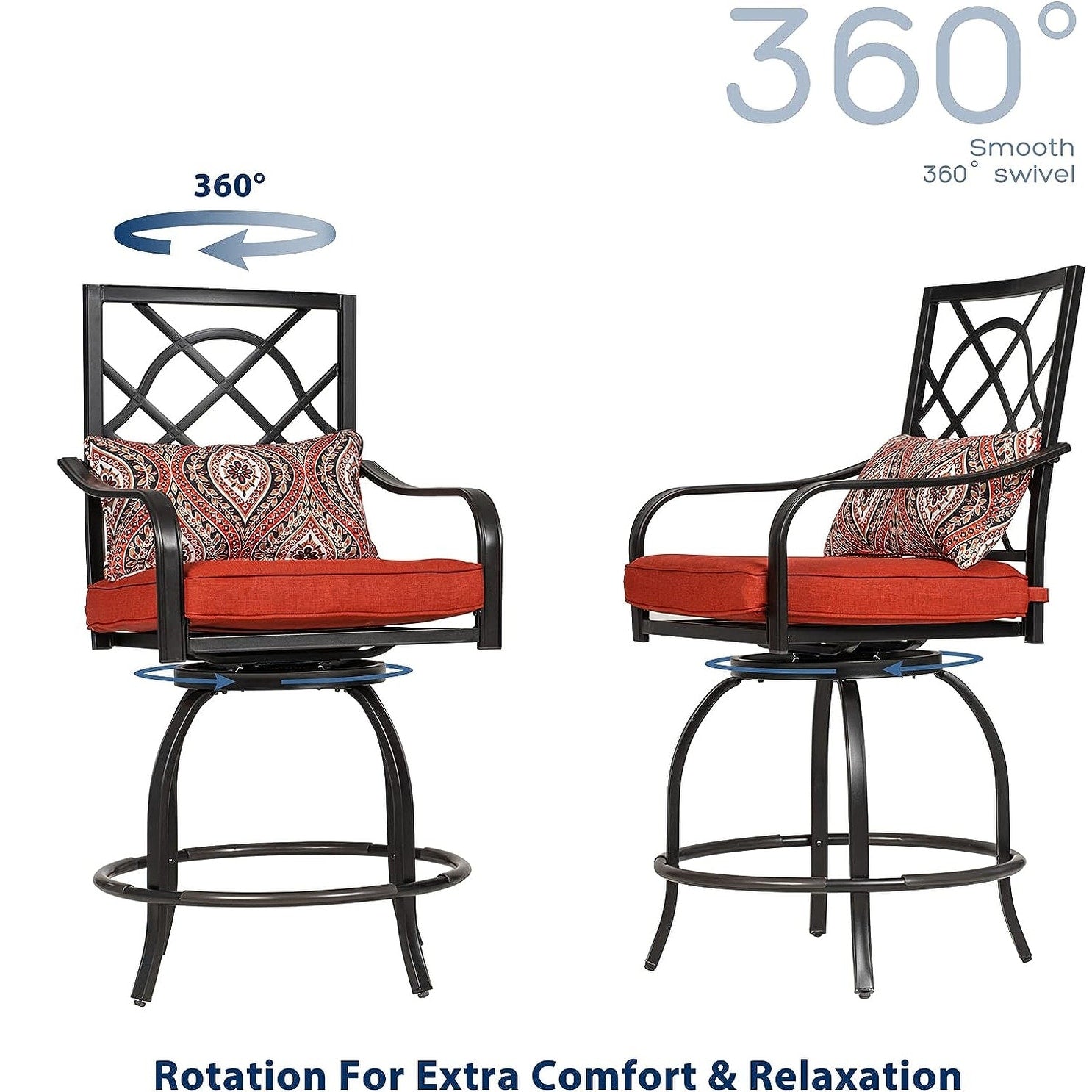 Ensemble bistrot pivotant en métal pour terrasse extérieure, 3 pièces - 3 pièces