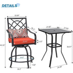 Ensemble bistrot pivotant en métal pour terrasse extérieure, 3 pièces - 3 pièces