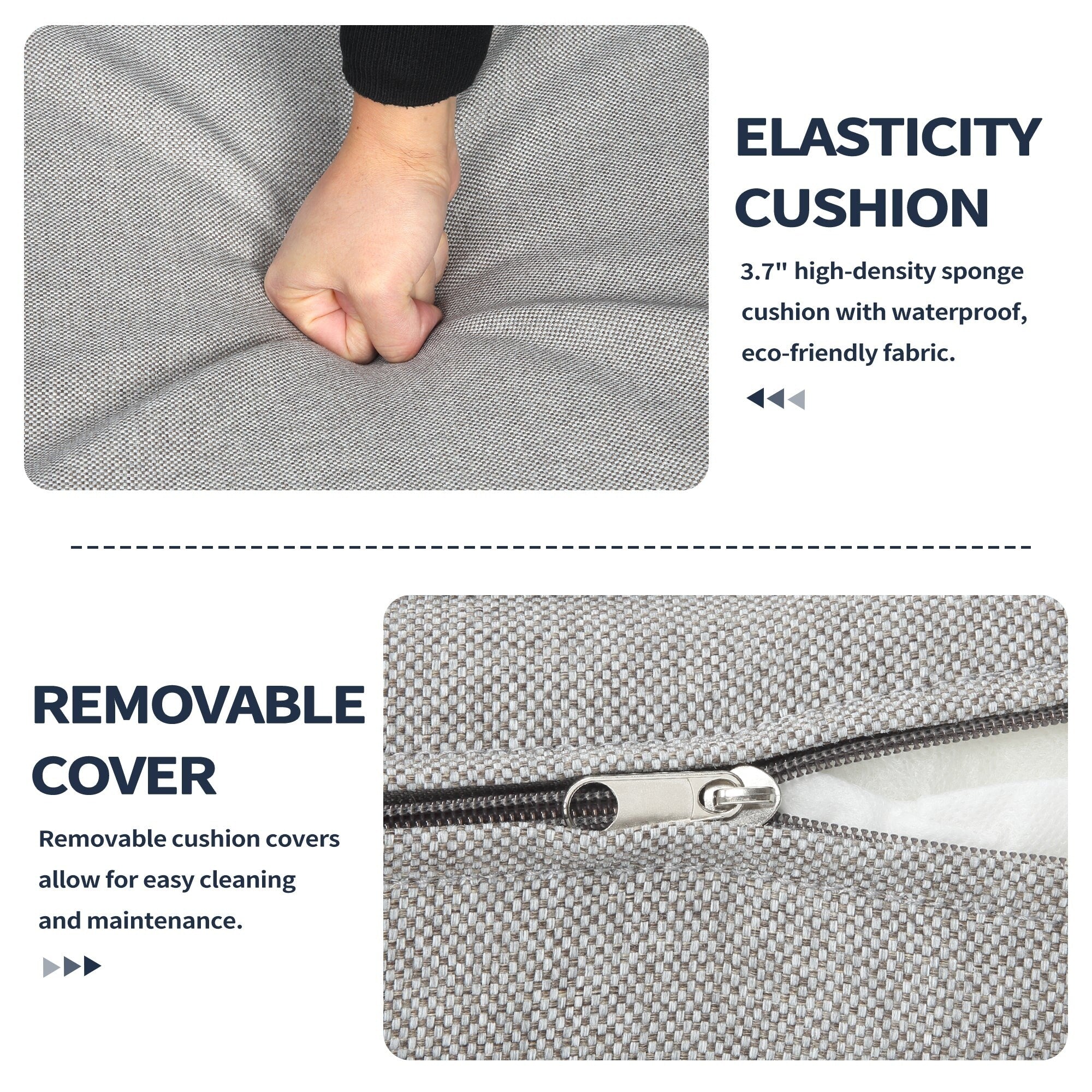 Ensemble de meubles de patio 3 pièces, ensemble bistrot pivotant d'extérieur avec chaises à bascule en osier et table basse en verre