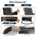 Ensemble de meubles de patio 3 pièces, ensemble bistrot pivotant d'extérieur avec chaises à bascule en osier et table basse en verre