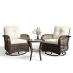 Ensemble de meubles de patio 3 pièces, ensemble de 2 chaises pivotantes à bascule pour patio