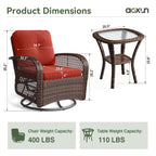 Ensemble de meubles de patio 3 pièces, ensemble de 2 chaises pivotantes à bascule pour patio