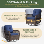 Ensemble de meubles de patio 3 pièces, ensemble de 2 chaises pivotantes à bascule pour patio