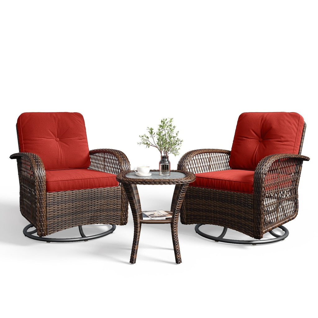 Ensemble de meubles de patio 3 pièces, ensemble de 2 chaises pivotantes à bascule pour patio