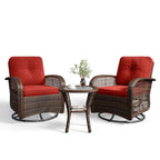 Ensemble de meubles de patio 3 pièces, ensemble de 2 chaises pivotantes à bascule pour patio