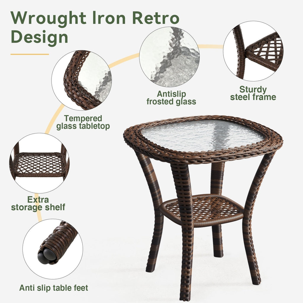 Ensemble de meubles de patio 3 pièces, ensemble de 2 chaises pivotantes à bascule pour patio