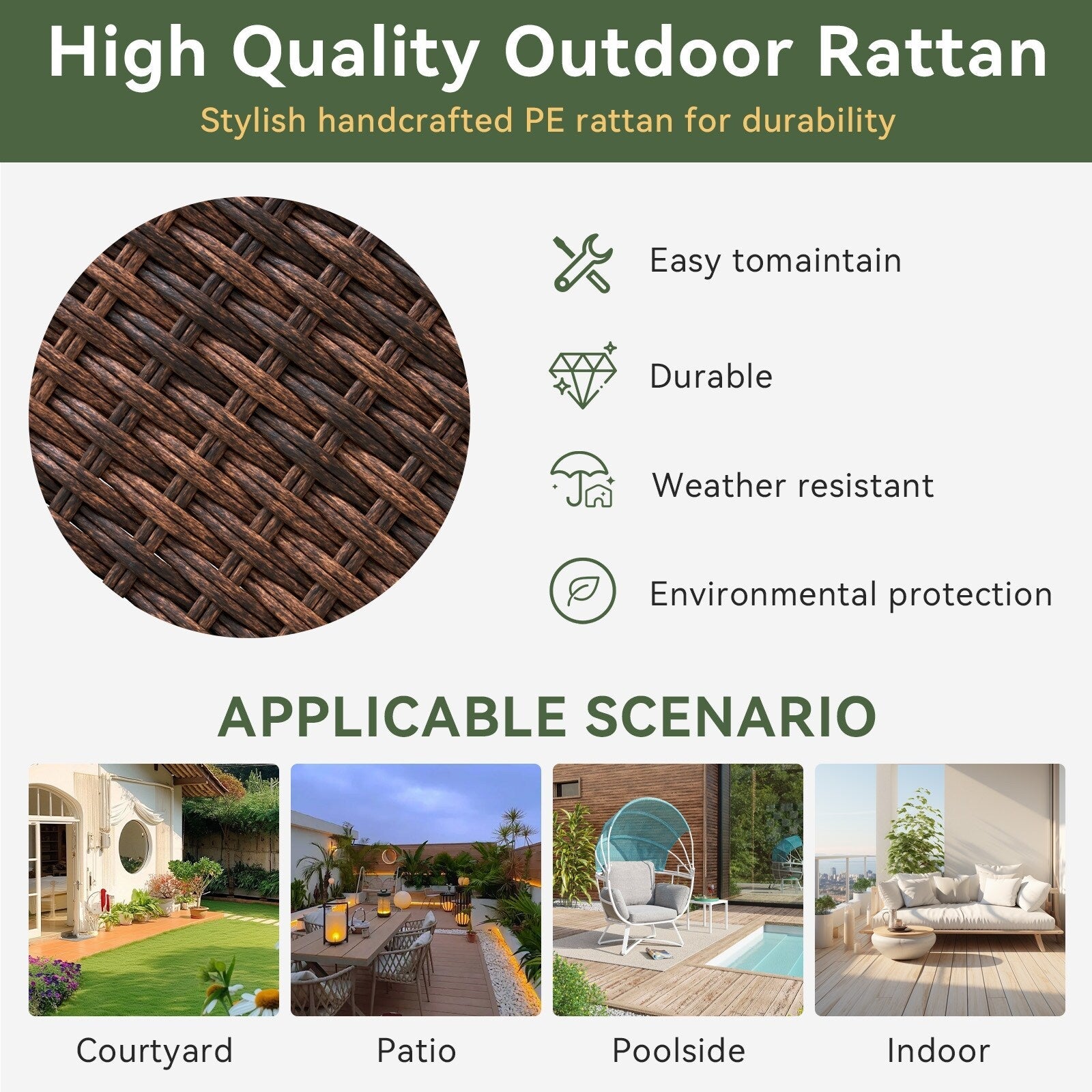 Ensemble de meubles de patio 3 pièces, ensemble de 2 chaises pivotantes à bascule pour patio