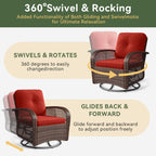 Ensemble de meubles de patio 3 pièces, ensemble de 2 chaises pivotantes à bascule pour patio