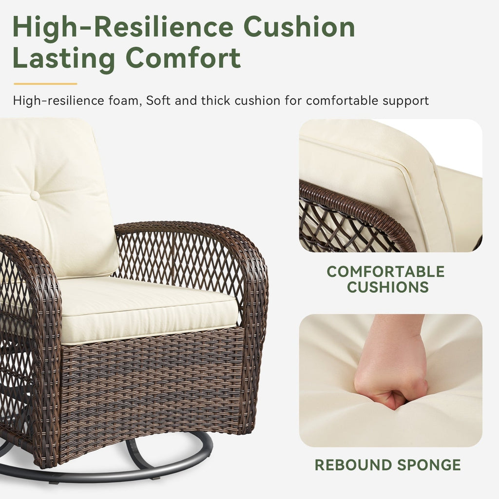 Ensemble de meubles de patio 3 pièces, ensemble de 2 chaises pivotantes à bascule pour patio